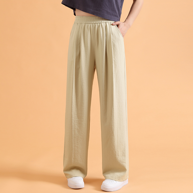 亚麻直筒裤女夏薄款休闲裤女夏窄版宽松阔腿小个子麻料裤子梧桐裤